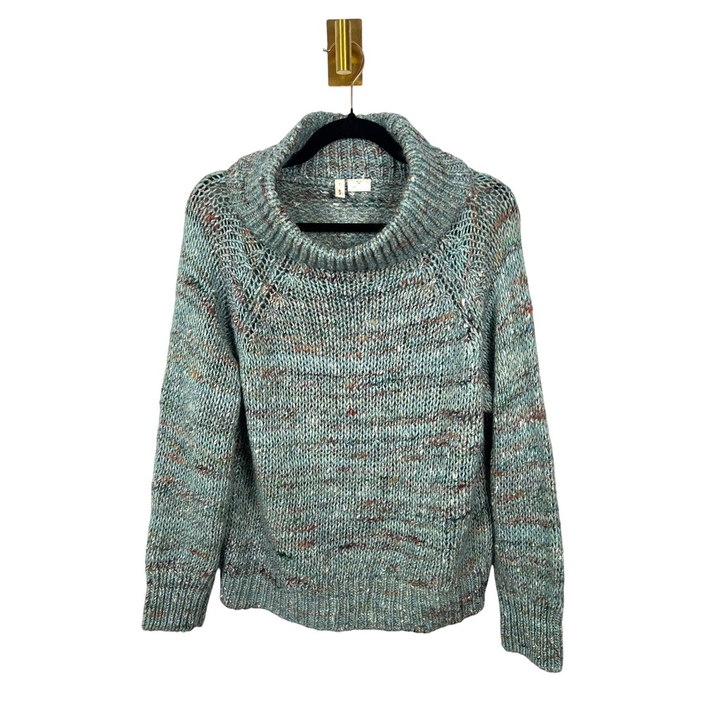 Moth Alpaca Wool Silk Sweater Cowl Neck Made in Italy Chunky Knit Petite Large